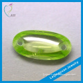 Low price apple green oval shape uncut cubic zirconia with hole